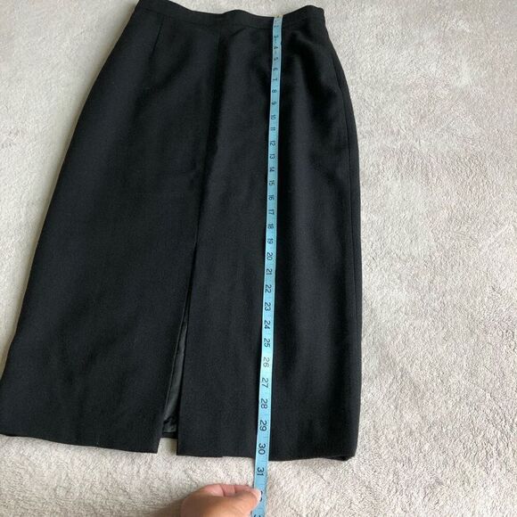 Vintage Jon Tagia Prêt-à-Porter Long Black Wool Front Slit Dress Skirt - Picture 8 of 11
